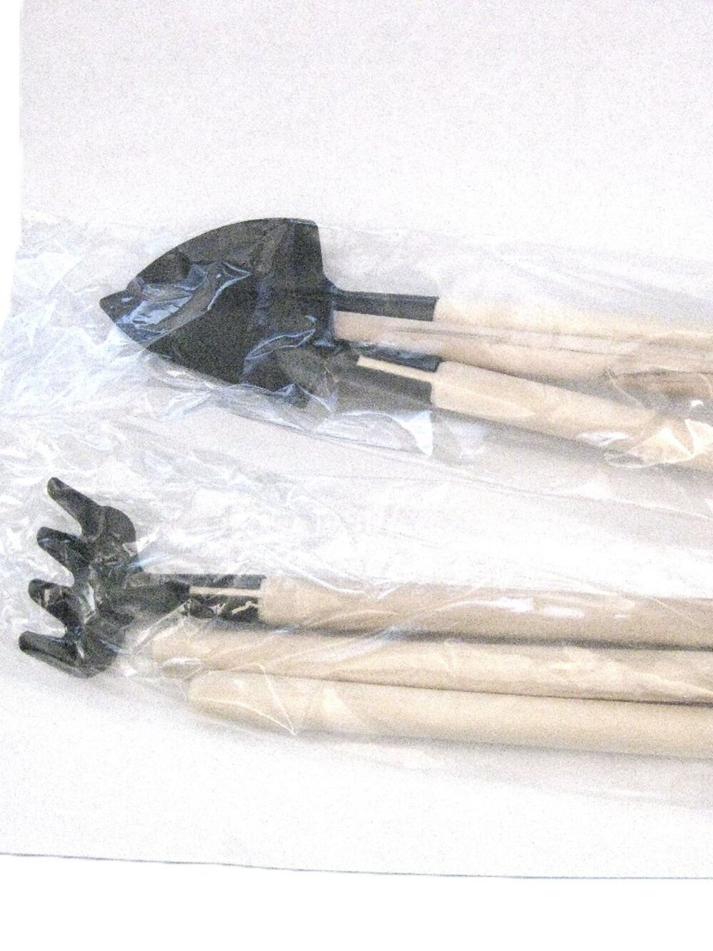 3 Small Gardening Tools:  Shovel, Trowel, Rake Set   Metal/Wood  New